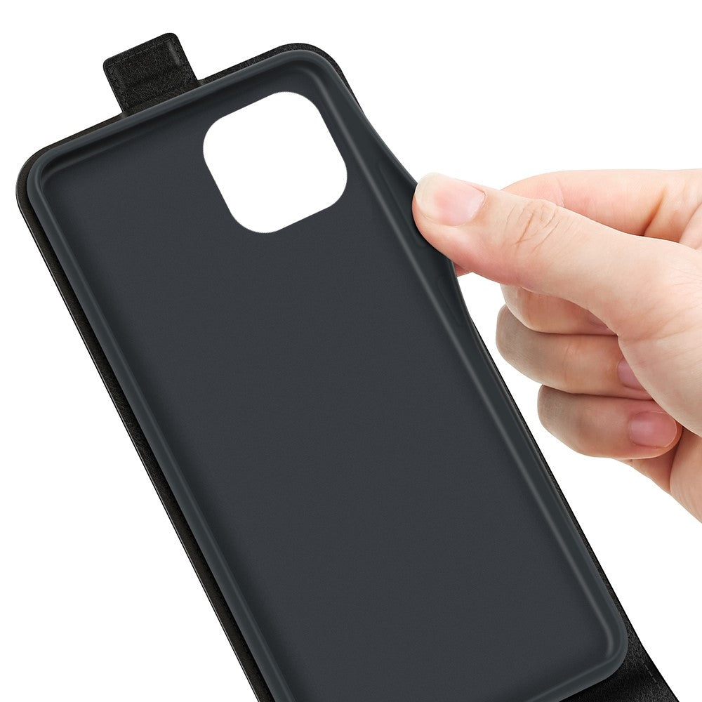 Til iPhone 14 Plus 6,7 tommer stødsikkert, lodret flip-etui med Crazy Horse-tekstur, PU-læder, magnetisk lukning, telefoncover med kortholder