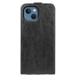 Til iPhone 14 Plus 6,7 tommer stødsikkert, lodret flip-etui med Crazy Horse-tekstur, PU-læder, magnetisk lukning, telefoncover med kortholder