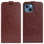 Til iPhone 14 Plus 6,7 tommer stødsikkert, lodret flip-etui med Crazy Horse-tekstur, PU-læder, magnetisk lukning, telefoncover med kortholder