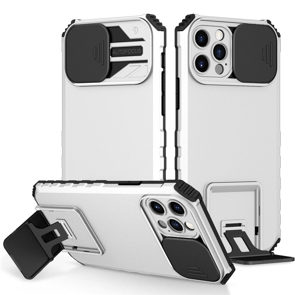 Justerbart vertikalt stativskal för iPhone 12 Pro 6,1 tum, TPU + PC-kameraskyddsskydd