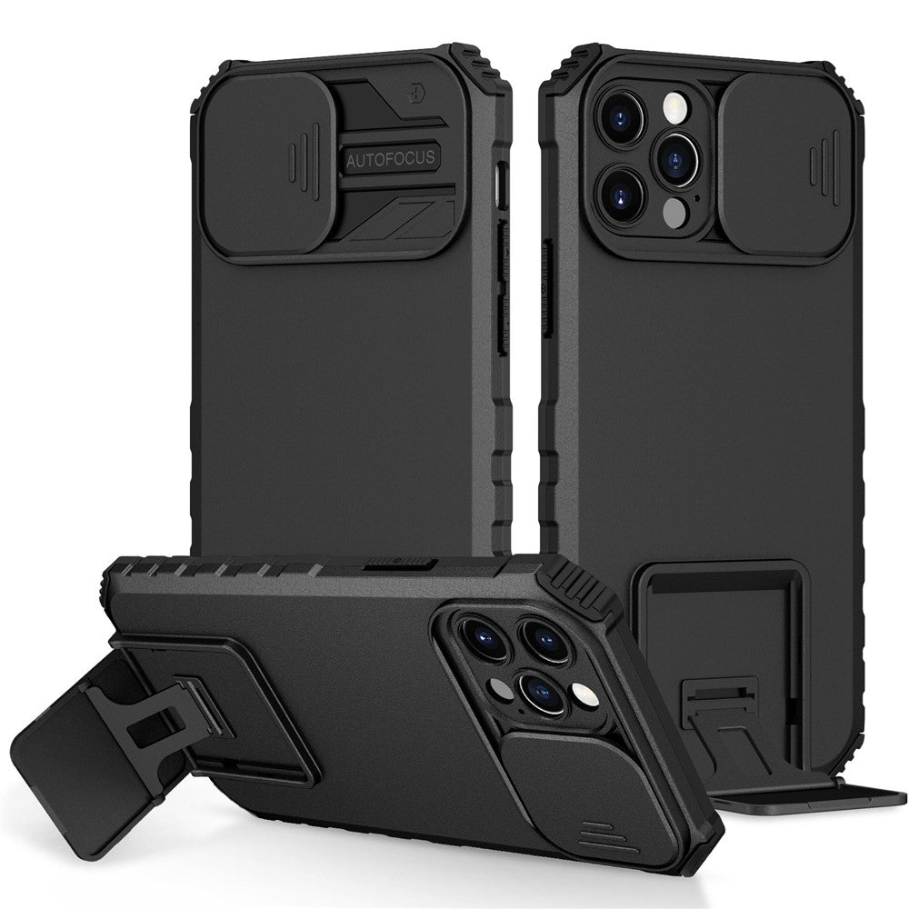 Justerbart vertikalt stativskal för iPhone 12 Pro 6,1 tum, TPU + PC-kameraskyddsskydd