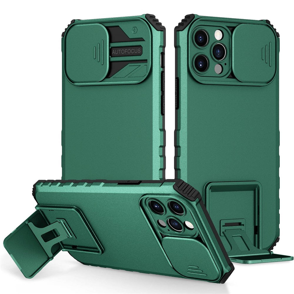 Justerbart vertikalt stativskal för iPhone 12 Pro 6,1 tum, TPU + PC-kameraskyddsskydd