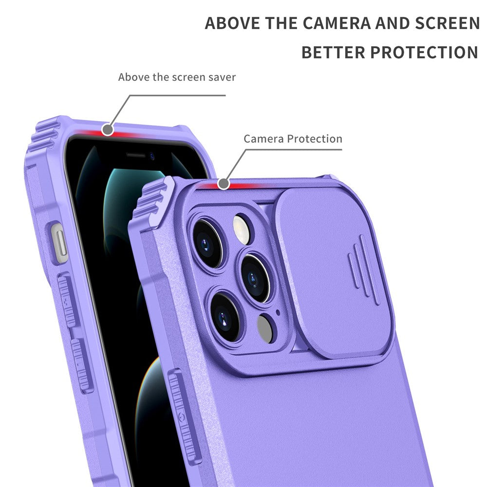 Justerbart vertikalt stativskal för iPhone 12 Pro 6,1 tum, TPU + PC-kameraskyddsskydd