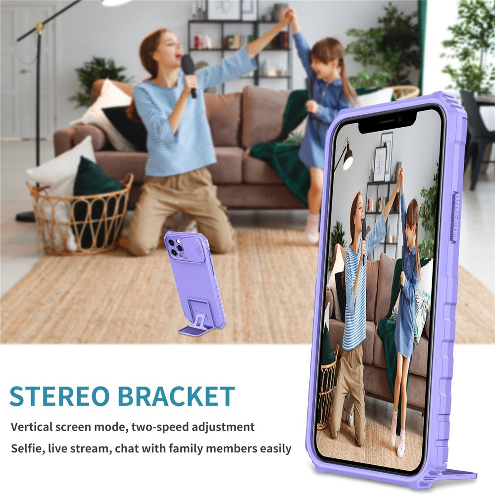 Justerbart vertikalt stativskal för iPhone 12 Pro 6,1 tum, TPU + PC-kameraskyddsskydd