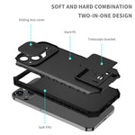 For iPhone 13 Pro 6.1 inch Camera Slider Design Adjustable Vertical Kickstand Phone Case PC + TPU Protective Cover