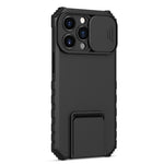 For iPhone 13 Pro 6.1 inch Camera Slider Design Adjustable Vertical Kickstand Phone Case PC + TPU Protective Cover