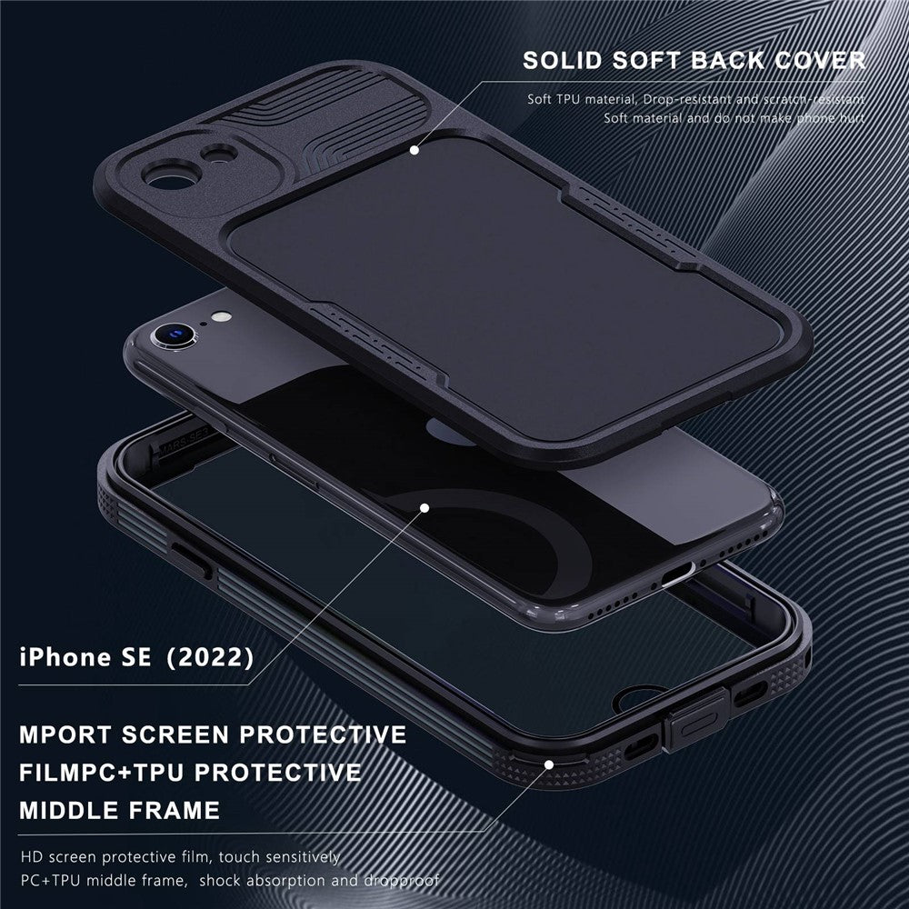 SHELLBOX A Series IP68 Vandtæt Hybrid Telefon Bagcover til iPhone 7 4.7 inch / 8 4.7 inch / SE (2020) / (2022), IP6X Støvtæt Beskyttende Cover med Snor