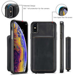 JEEHOOD För iPhone XS Max 6,5 tum Avtagbar Dragkedja Plånbok Magnetiskt Absorberande Fodral Fallskyddande Reptåligt Läderbelagt TPU mobilskal med Stöd