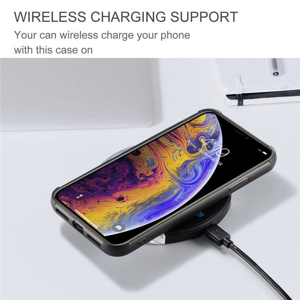 JEEHOOD För iPhone XS Max 6,5 tum Avtagbar Dragkedja Plånbok Magnetiskt Absorberande Fodral Fallskyddande Reptåligt Läderbelagt TPU mobilskal med Stöd