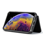 JEEHOOD För iPhone XS Max 6,5 tum Avtagbar Dragkedja Plånbok Magnetiskt Absorberande Fodral Fallskyddande Reptåligt Läderbelagt TPU mobilskal med Stöd