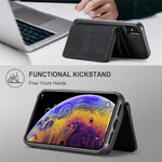 JEEHOOD För iPhone XS Max 6,5 tum Avtagbar Dragkedja Plånbok Magnetiskt Absorberande Fodral Fallskyddande Reptåligt Läderbelagt TPU mobilskal med Stöd