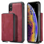 JEEHOOD För iPhone XS Max 6,5 tum Avtagbar Dragkedja Plånbok Magnetiskt Absorberande Fodral Fallskyddande Reptåligt Läderbelagt TPU mobilskal med Stöd