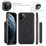 JEEHOOD For iPhone 11 Pro 5.8 inch Detachable Scratch-resistant Magnetic Zipper Wallet Style Cover Leather Coated TPU Well-protected Phone Case with Kickstand