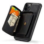 JEEHOOD For iPhone 11 Pro 5.8 inch Detachable Scratch-resistant Magnetic Zipper Wallet Style Cover Leather Coated TPU Well-protected Phone Case with Kickstand