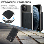 JEEHOOD For iPhone 11 Pro 5.8 inch Detachable Scratch-resistant Magnetic Zipper Wallet Style Cover Leather Coated TPU Well-protected Phone Case with Kickstand