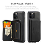 JEEHOOD For iPhone 11 Pro 5.8 inch Detachable Scratch-resistant Magnetic Zipper Wallet Style Cover Leather Coated TPU Well-protected Phone Case with Kickstand