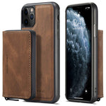 JEEHOOD For iPhone 11 Pro 5.8 inch Detachable Scratch-resistant Magnetic Zipper Wallet Style Cover Leather Coated TPU Well-protected Phone Case with Kickstand