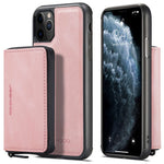JEEHOOD For iPhone 11 Pro 5.8 inch Detachable Scratch-resistant Magnetic Zipper Wallet Style Cover Leather Coated TPU Well-protected Phone Case with Kickstand