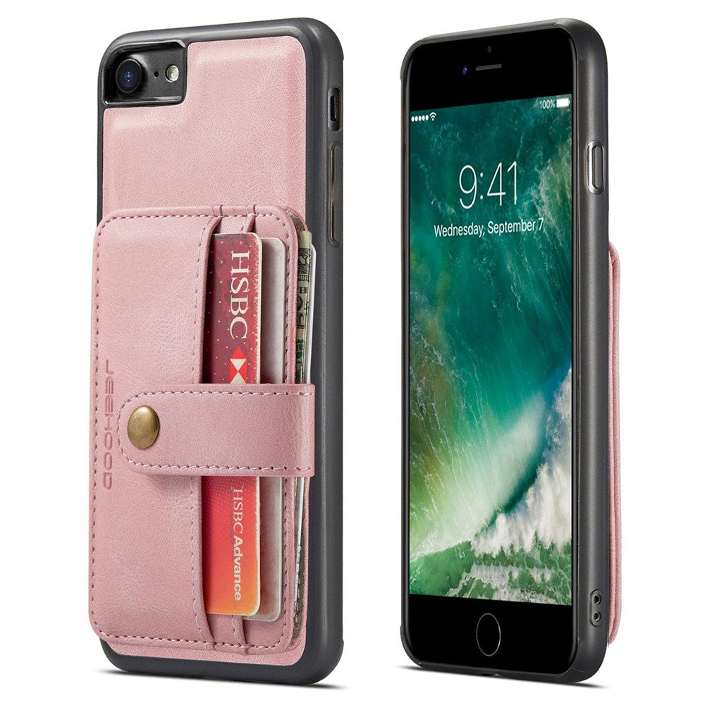 JEEHOOD For iPhone 7/8/SE (2020)/SE (2022) 4.7 inch Shockproof Wallet Phone Case Support Wireless Charging/RFID Blocking Anti-fall Phone Protector