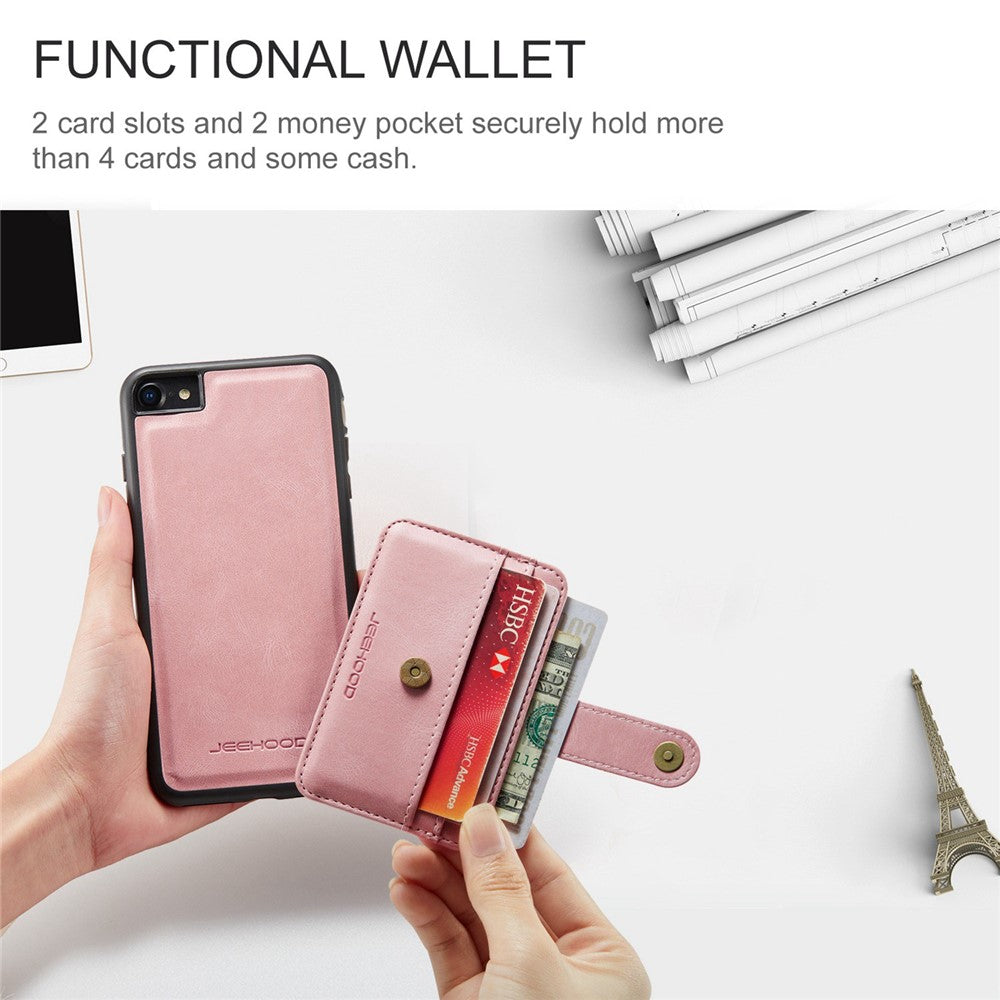JEEHOOD For iPhone 7/8/SE (2020)/SE (2022) 4.7 inch Shockproof Wallet Phone Case Support Wireless Charging/RFID Blocking Anti-fall Phone Protector