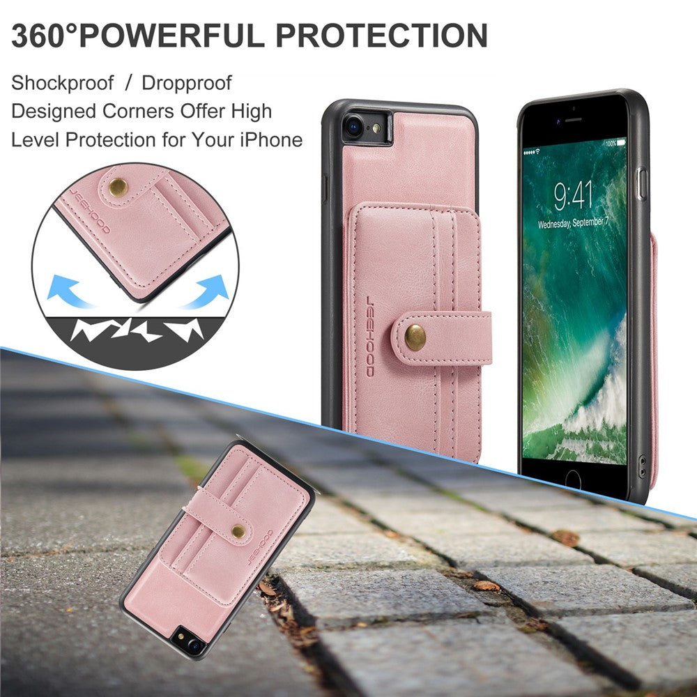 JEEHOOD For iPhone 7/8/SE (2020)/SE (2022) 4.7 inch Shockproof Wallet Phone Case Support Wireless Charging/RFID Blocking Anti-fall Phone Protector