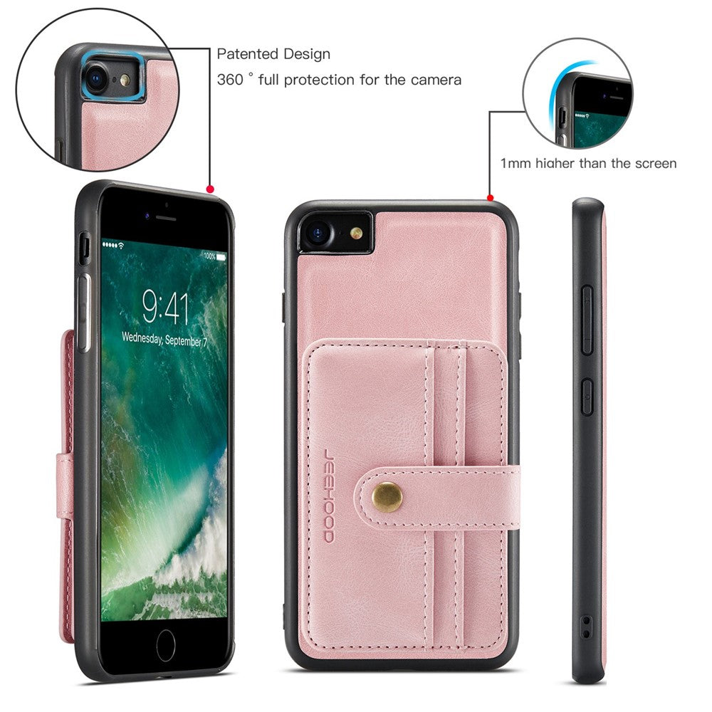 JEEHOOD For iPhone 7/8/SE (2020)/SE (2022) 4.7 inch Shockproof Wallet Phone Case Support Wireless Charging/RFID Blocking Anti-fall Phone Protector