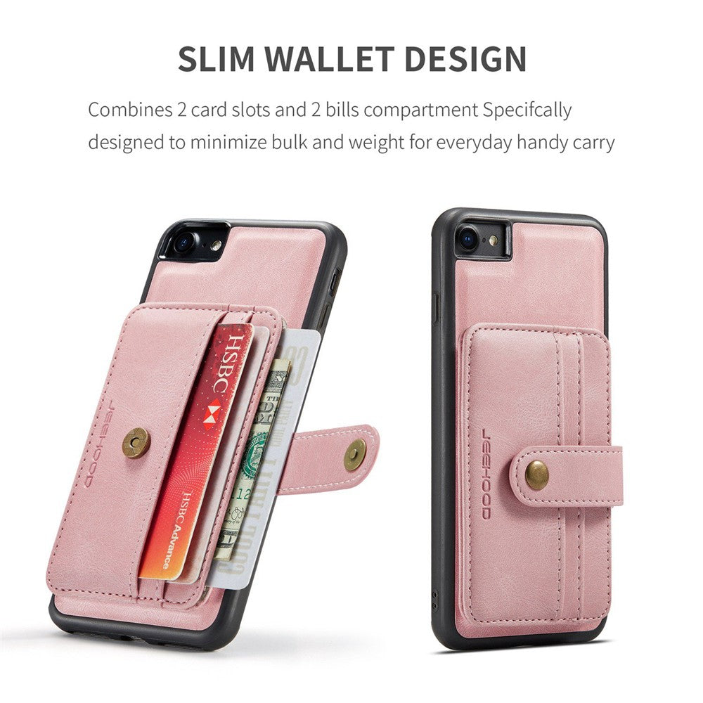 JEEHOOD For iPhone 7/8/SE (2020)/SE (2022) 4.7 inch Shockproof Wallet Phone Case Support Wireless Charging/RFID Blocking Anti-fall Phone Protector