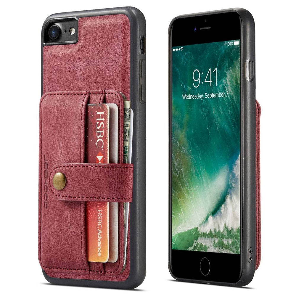 JEEHOOD For iPhone 7/8/SE (2020)/SE (2022) 4.7 inch Shockproof Wallet Phone Case Support Wireless Charging/RFID Blocking Anti-fall Phone Protector