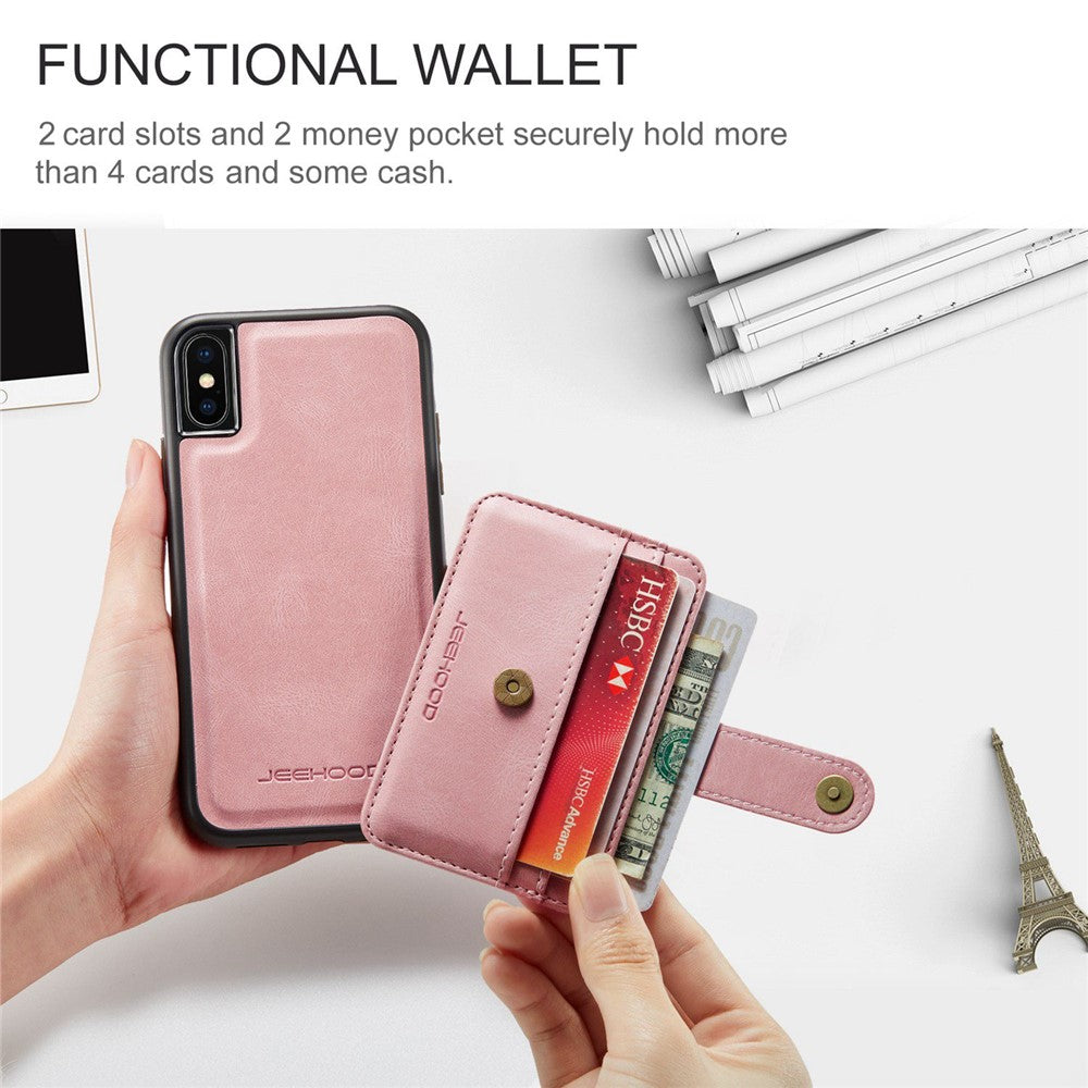 JEEHOOD Anti-ridse Cover til iPhone XS Max 6,5 tommer Stødsikkert Wallet Telefoncover Beskytter Understøtter Trådløs Opladning/RFID-blokerende