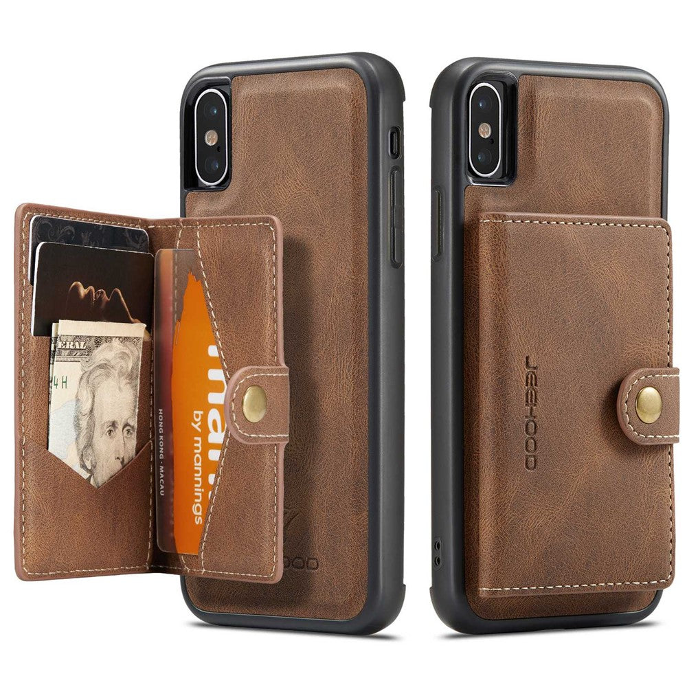 JEEHOOD Wallet Kickstand Cover til iPhone XS Max 6.5 tommer, aftageligt 2-i-1 PU-læderbelagt TPU-telefoncover