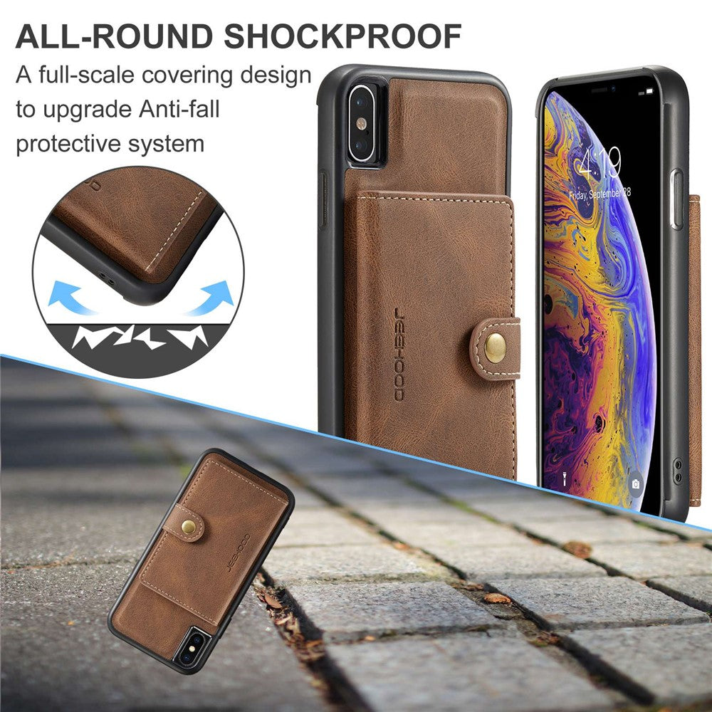 JEEHOOD Wallet Kickstand Cover til iPhone XS Max 6.5 tommer, aftageligt 2-i-1 PU-læderbelagt TPU-telefoncover