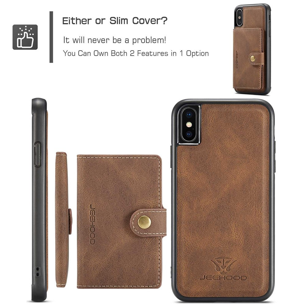 JEEHOOD Wallet Kickstand Cover til iPhone XS Max 6.5 tommer, aftageligt 2-i-1 PU-læderbelagt TPU-telefoncover