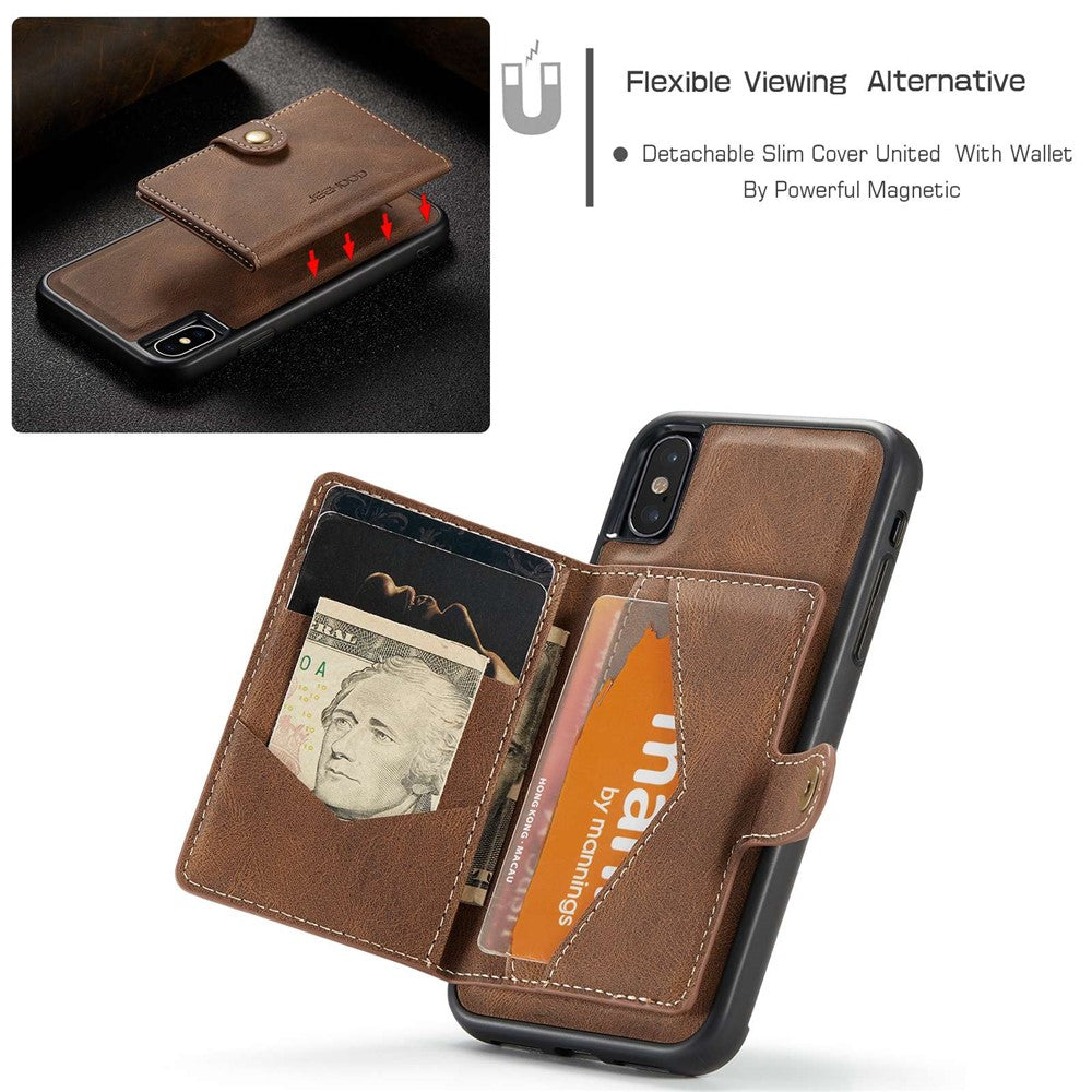 JEEHOOD Wallet Kickstand Cover til iPhone XS Max 6.5 tommer, aftageligt 2-i-1 PU-læderbelagt TPU-telefoncover