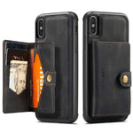 JEEHOOD Wallet Kickstand Cover til iPhone XS Max 6.5 tommer, aftageligt 2-i-1 PU-læderbelagt TPU-telefoncover
