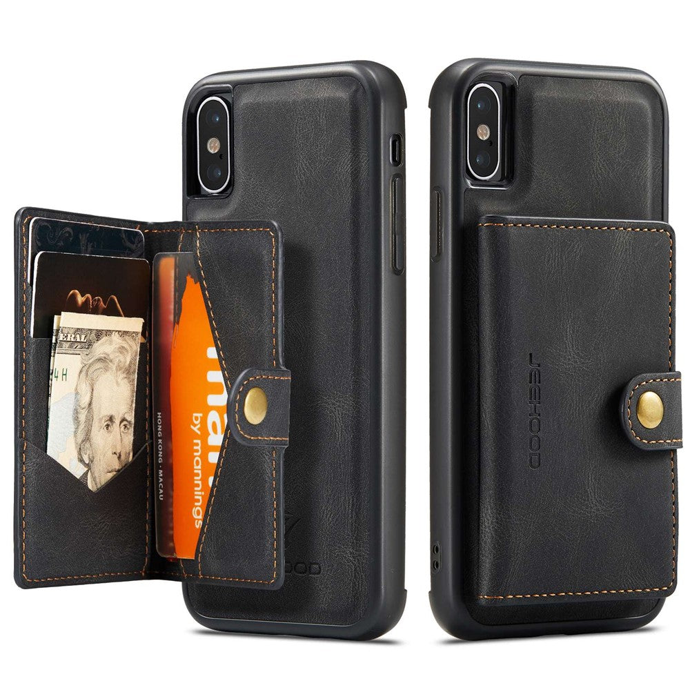 JEEHOOD Wallet Kickstand Cover til iPhone XS Max 6.5 tommer, aftageligt 2-i-1 PU-læderbelagt TPU-telefoncover