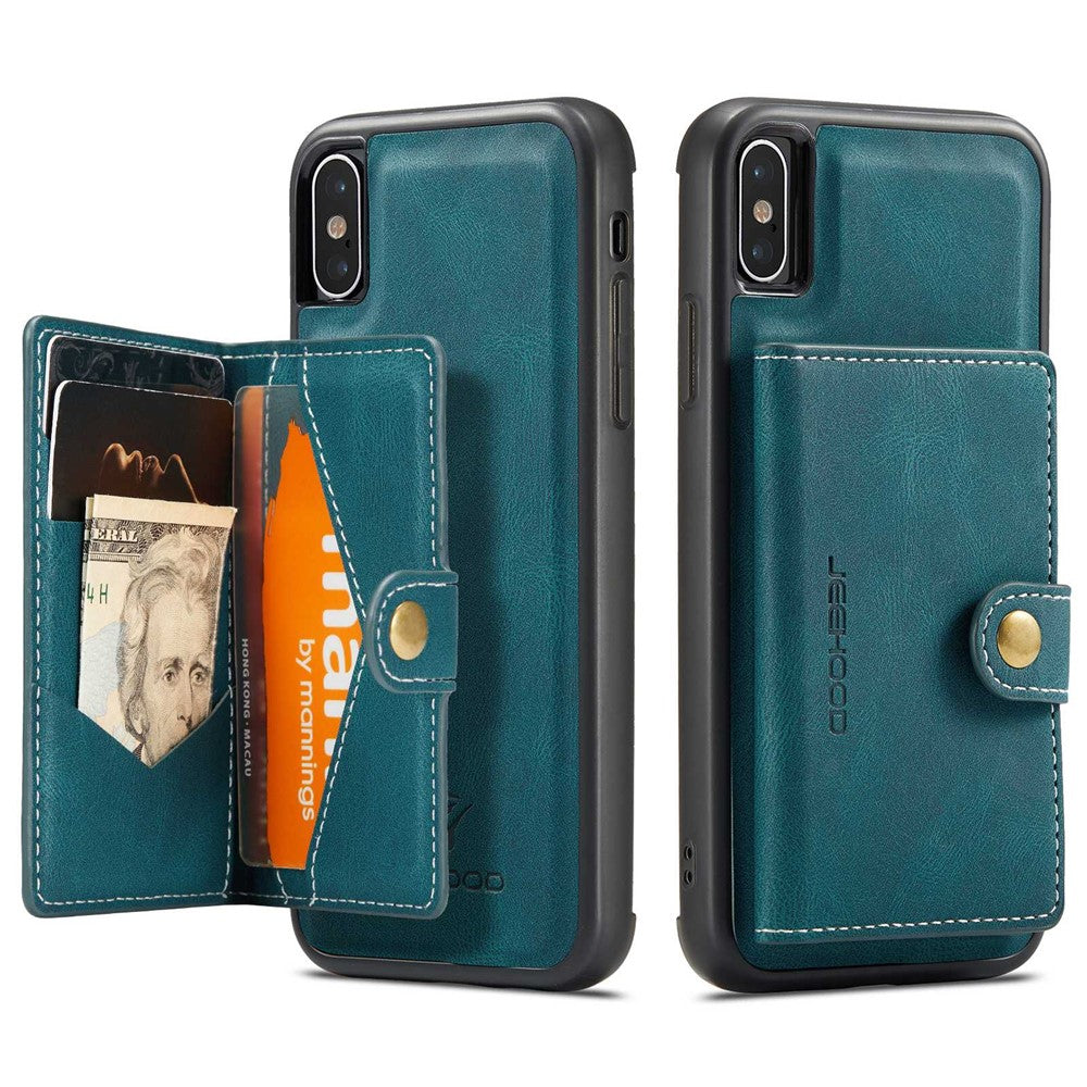 JEEHOOD Wallet Kickstand Cover til iPhone XS Max 6.5 tommer, aftageligt 2-i-1 PU-læderbelagt TPU-telefoncover