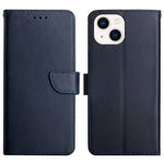 Til iPhone 14 Plus 6,7 tommer Wallet Stand Nappa tekstur ægte læder cover All-round beskyttende telefonetui