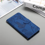 For iPhone 14 Plus 6.7 inch Imprinting Butterfly Flowers PU Leather Case with Shoulder Strap, Wallet Stand Phone Shell