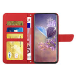 For iPhone 14 6.1 inch Imprinting Butterfly Flowers Skin-touch Phone Case PU Leather Stand Wallet Shell with Handy Strap