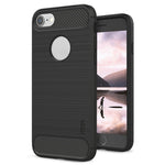 MOFI For iPhone SE (2022)/(2020)/7 4.7 inch/8 4.7 inch Carbon Fiber Brushed Surface Phone Case Anti-scratch Soft TPU Cover