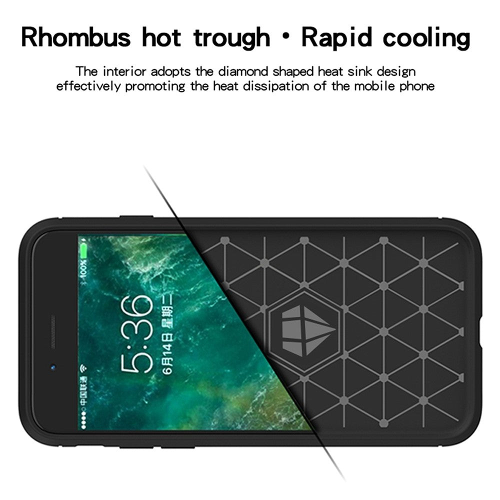 MOFI For iPhone SE (2022)/(2020)/7 4.7 inch/8 4.7 inch Carbon Fiber Brushed Surface Phone Case Anti-scratch Soft TPU Cover