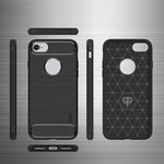 MOFI For iPhone SE (2022)/(2020)/7 4.7 inch/8 4.7 inch Carbon Fiber Brushed Surface Phone Case Anti-scratch Soft TPU Cover