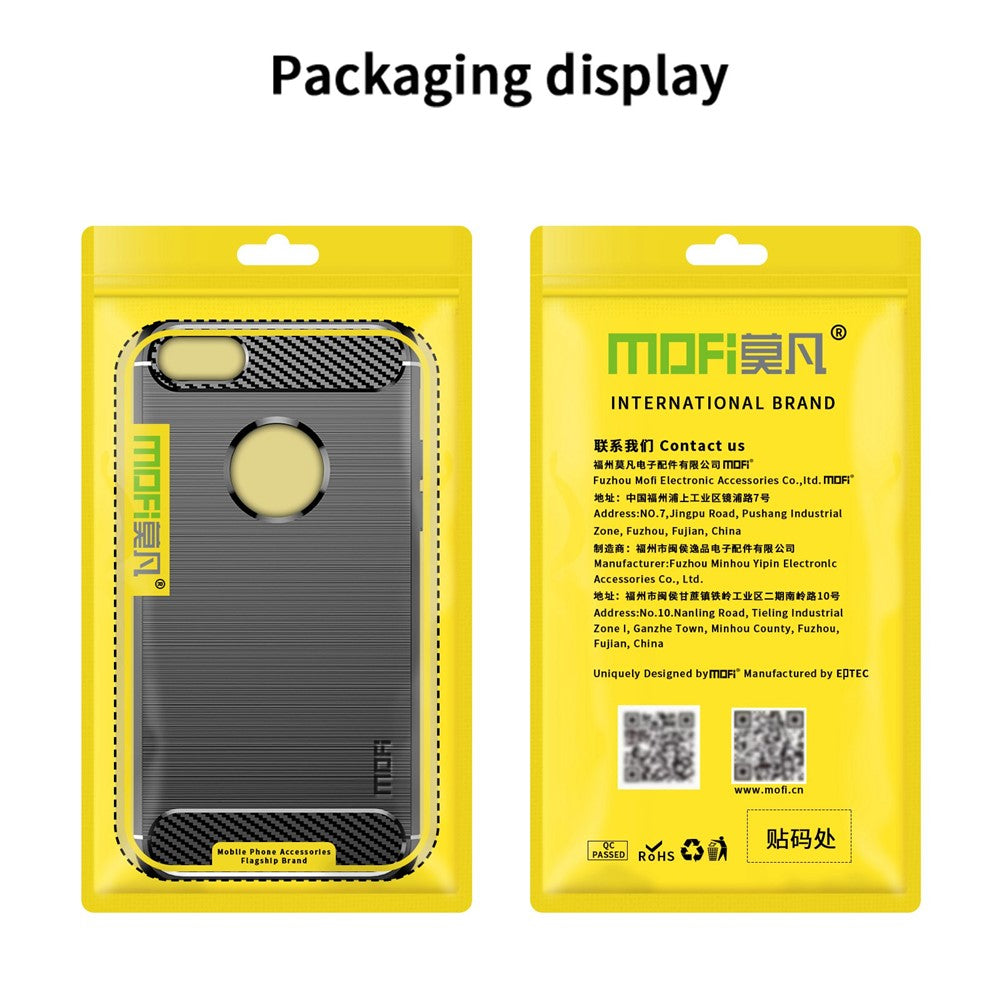 MOFI For iPhone SE (2022)/(2020)/7 4.7 inch/8 4.7 inch Carbon Fiber Brushed Surface Phone Case Anti-scratch Soft TPU Cover