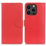 For iPhone 14 Pro 6.1 inch Litchi Texture Wear-resistant PU Leather Cover Stand Magnetic Protective Drop-proof Wallet Case