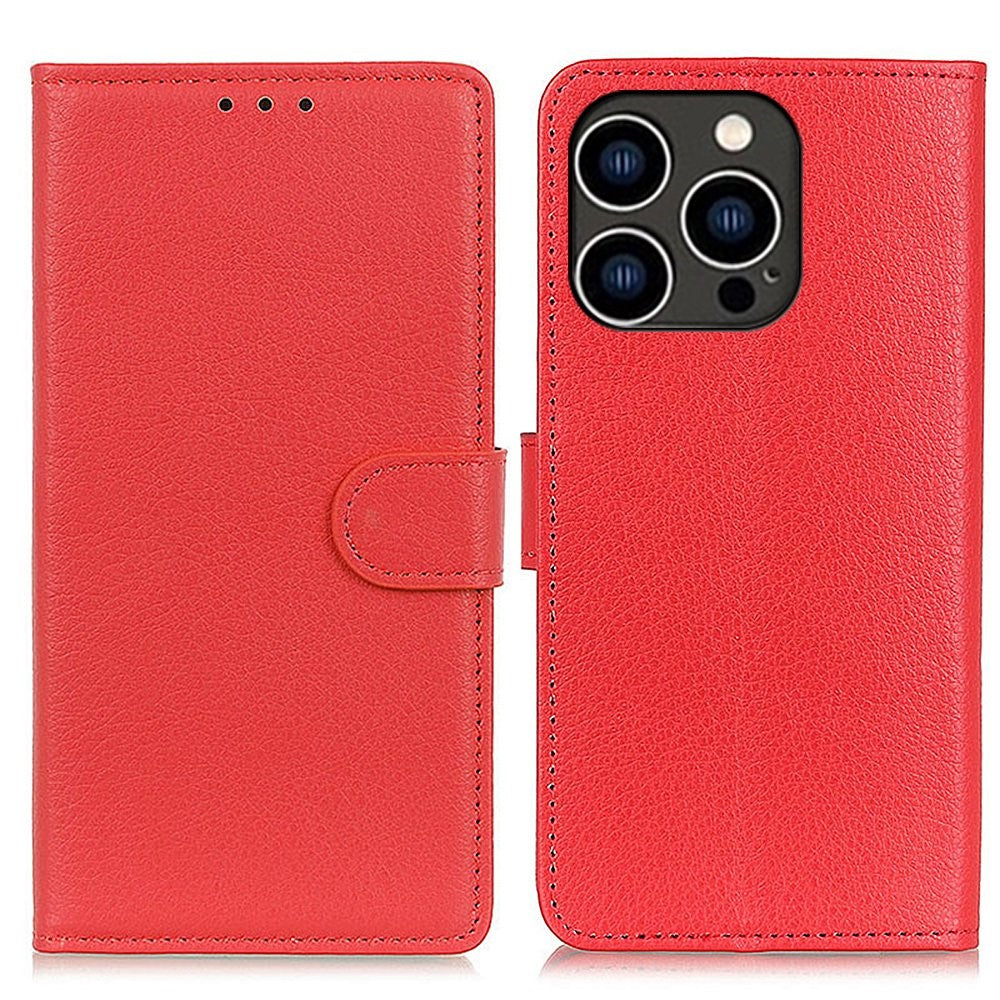 For iPhone 14 Pro 6.1 inch Litchi Texture Wear-resistant PU Leather Cover Stand Magnetic Protective Drop-proof Wallet Case