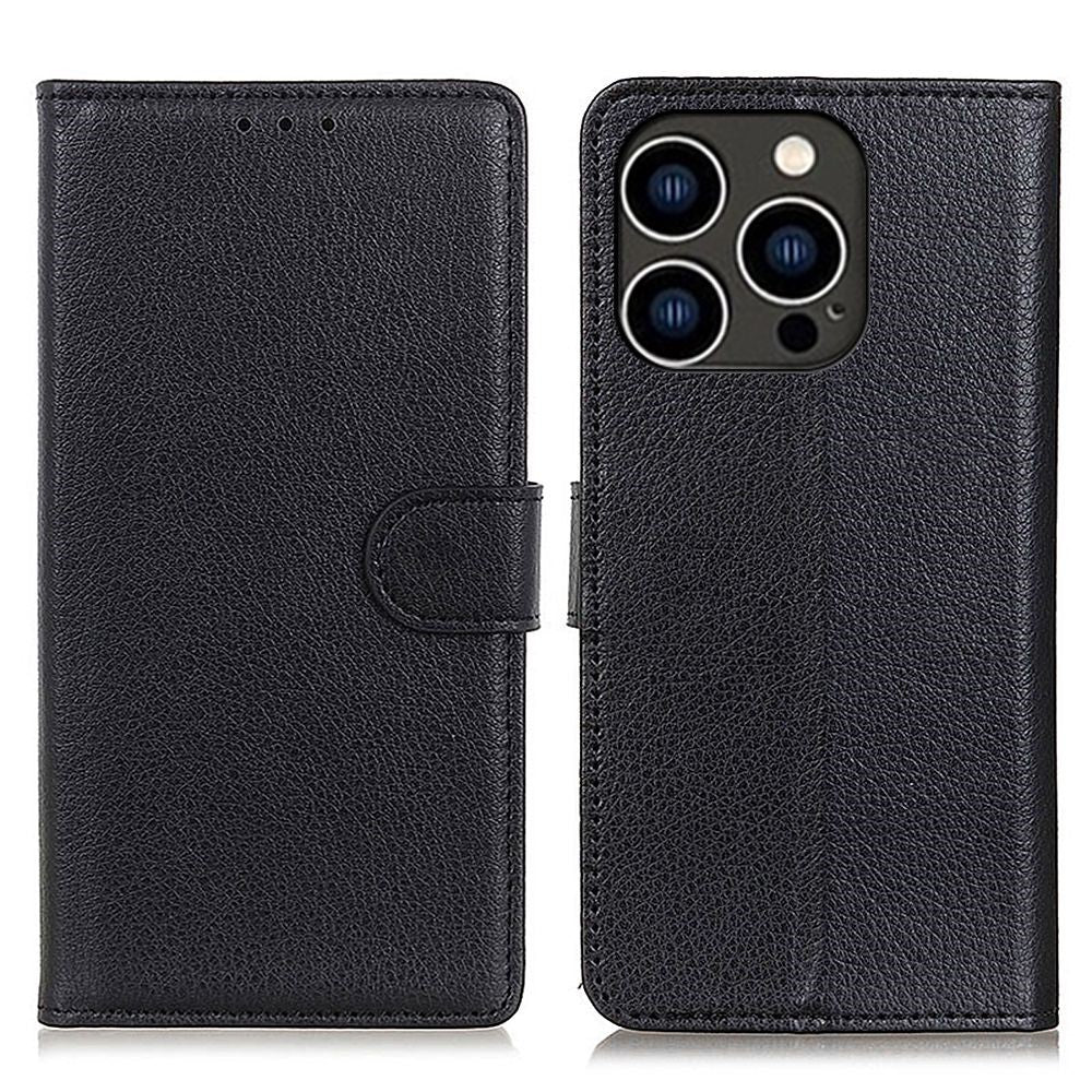 For iPhone 14 Pro 6.1 inch Litchi Texture Wear-resistant PU Leather Cover Stand Magnetic Protective Drop-proof Wallet Case