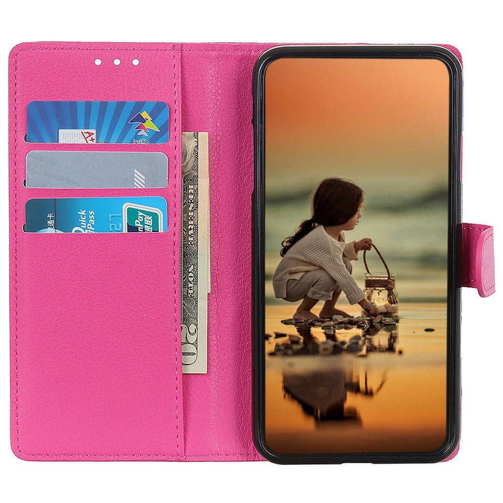 Til iPhone 14 Plus 6,7 tommer Litchi-tekstur Anti-fald Beskyttelse PU-læder Cover Stativ Magnetisk Pung Mobiltelefon Etui