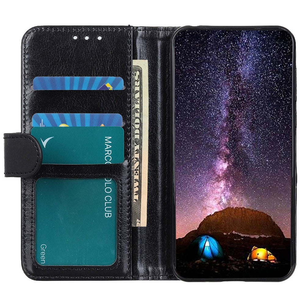 For iPhone 14 Pro 6.1 inch Crazy Horse Texture Phone Case Shockproof Stand Cover with Card Slots PU Leather Wallet Magnetic Protective Shell