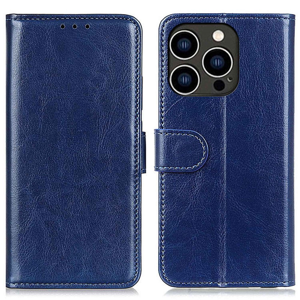 For iPhone 14 Pro 6.1 inch Crazy Horse Texture Phone Case Shockproof Stand Cover with Card Slots PU Leather Wallet Magnetic Protective Shell