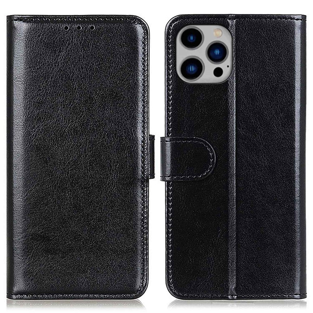 iPhone 14 Plus 6,7 tum Crazy Horse Texture Phone Case Stötsäkert Stativfodral PU-läder Plånbok Fallskyddande Magnetiskt Skyddande Skal